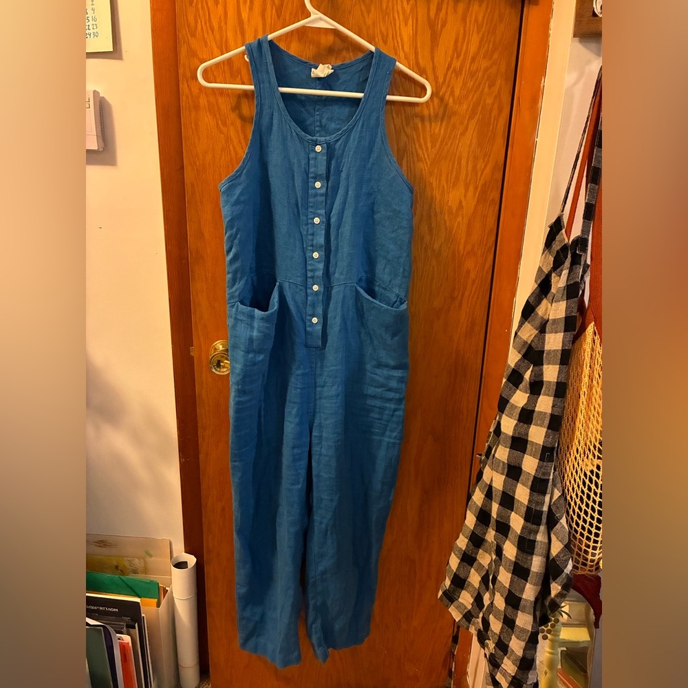 Beaton Blue Linen Jumpsuit size XS - Picture 7 of 10